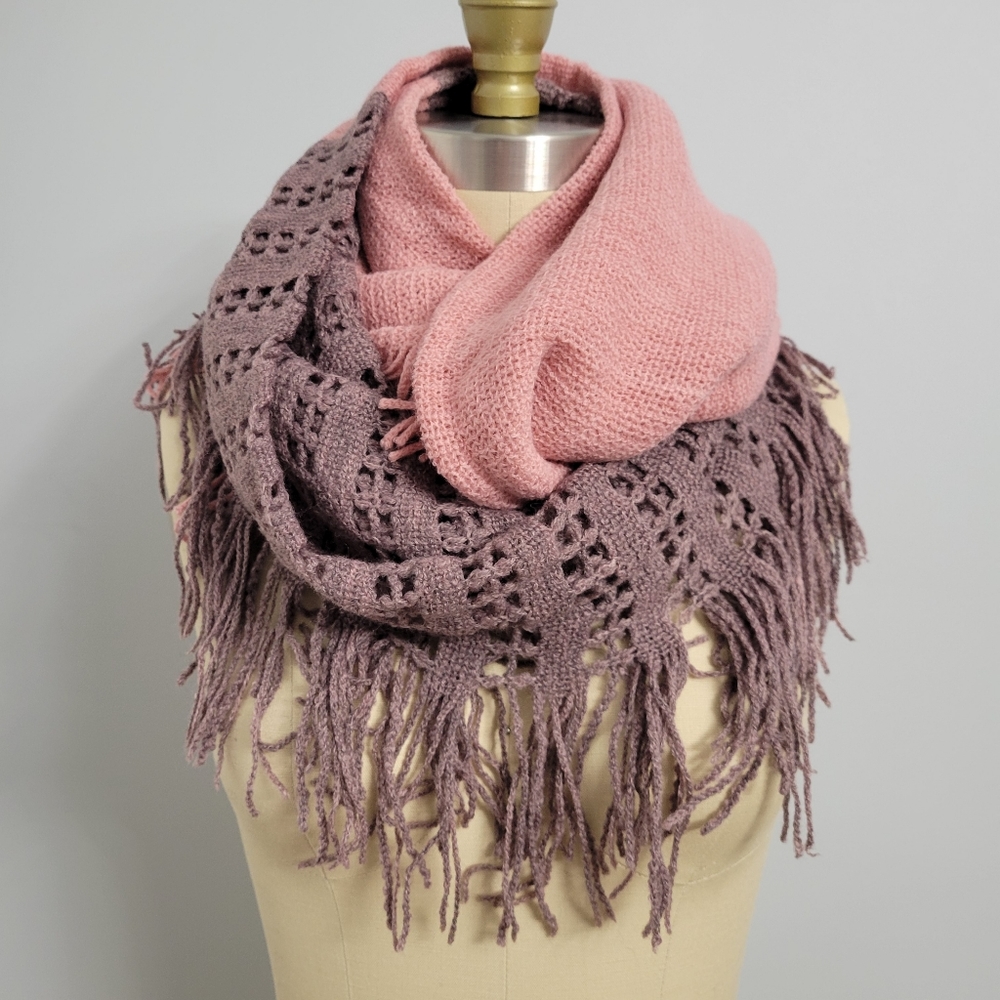 Purple Pink Knitted Circle scarf. New. Never worn